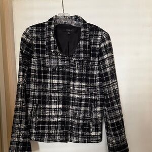 Ann Taylor Black and White Plaid Blazer